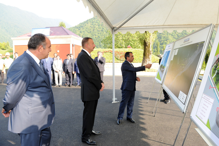 Prezident İlham Əliyev Qax şəhərinin su təchizatı və kanalizasiya sistemləri kompleksinin istifadəyə verilməsi mərasimində iştirak edib (FOTO)