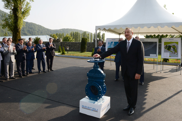 Prezident İlham Əliyev Qax şəhərinin su təchizatı və kanalizasiya sistemləri kompleksinin istifadəyə verilməsi mərasimində iştirak edib (FOTO)