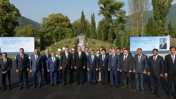 Prezident İlham Əliyev Qax şəhərinin su təchizatı və kanalizasiya sistemləri kompleksinin istifadəyə verilməsi mərasimində iştirak edib (FOTO)