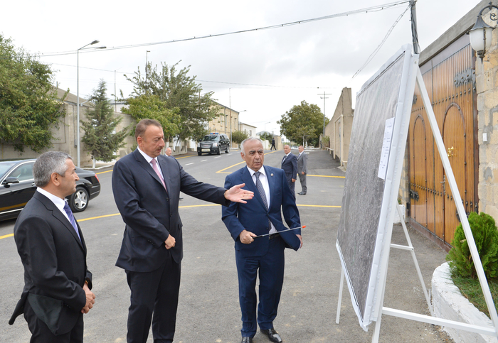 İlham Əliyev Maştağada qəsəbədaxili yollarda aparılan əsaslı təmir və yenidənqurma işləri ilə tanış olub (FOTO)
