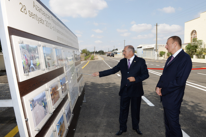 İlham Əliyev Cəlilabadda Qarazəncir-Qarakazımlı-Bayxanlı avtomobil yolunun açılışında iştirak edib (FOTO)