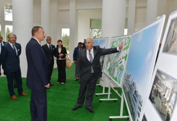 İlham Əliyev Naftalanda "Qarabağ" sanatoriyasında tikinti işlərinin gedişi ilə tanış olub (FOTO)