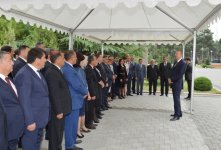 İlham Əliyev Naftalan şəhərinə içməli suyun verilməsi mərasimində iştirak edib (FOTO)