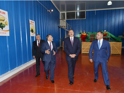 İlham Əliyev Gədəbəydə süd emalı zavodu və tərəvəz məhsullarının tədarükü, saxlanılması və satışı kompleksi ilə tanış olub (FOTO)