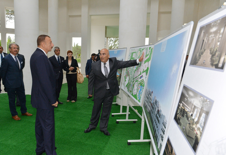 İlham Əliyev Naftalanda "Qarabağ" sanatoriyasında tikinti işlərinin gedişi ilə tanış olub (FOTO)