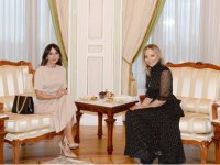 Azərbaycanın birinci xanımı Mehriban Əliyeva İtaliyanın dünya şöhrətli aktrisası Ornella Muti ilə görüşüb