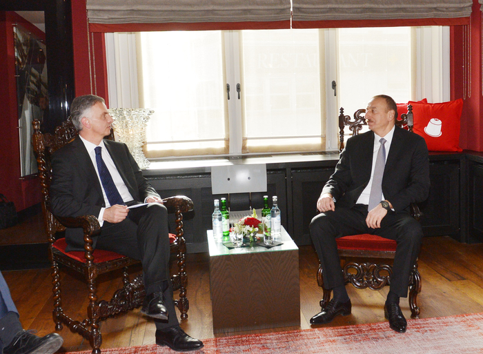İlham Əliyevin və İsveçrə Prezidenti Didye Burkhalterin görüşü olub (FOTO)