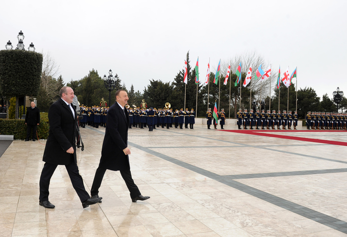 Gürcüstan Prezidenti Georgi Marqvelaşvilinin rəsmi qarşılanma mərasimi olub (FOTO)