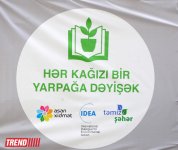 Bakıda "Hər kağızı bir yarpağa dəyişək" layihəsi çərçivəsində kütləvi aksiyaya start verilib (FOTO)