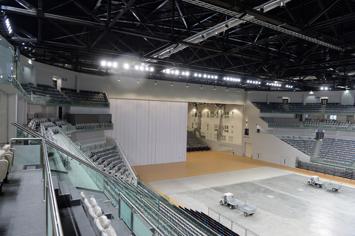 Prezident İlham Əliyev və xanımı Bakıda Milli Gimnastika Arenasında tikinti işlərinin gedişi ilə tanış olublar (FOTO)