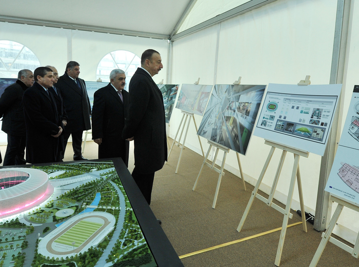 Prezident İlham Əliyev Bakı Olimpiya Stadionunda tikinti işlərinin gedişi ilə tanış olub (FOTO)