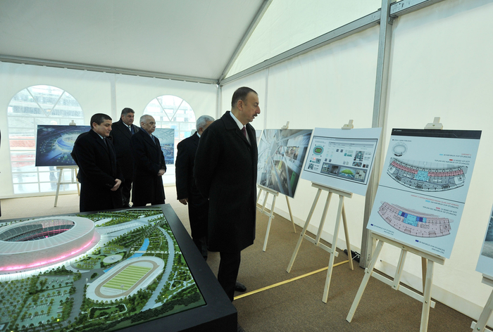 Prezident İlham Əliyev Bakı Olimpiya Stadionunda tikinti işlərinin gedişi ilə tanış olub (FOTO)