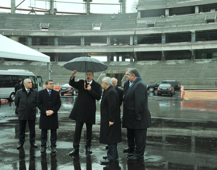 Prezident İlham Əliyev Bakı Olimpiya Stadionunda tikinti işlərinin gedişi ilə tanış olub (FOTO)