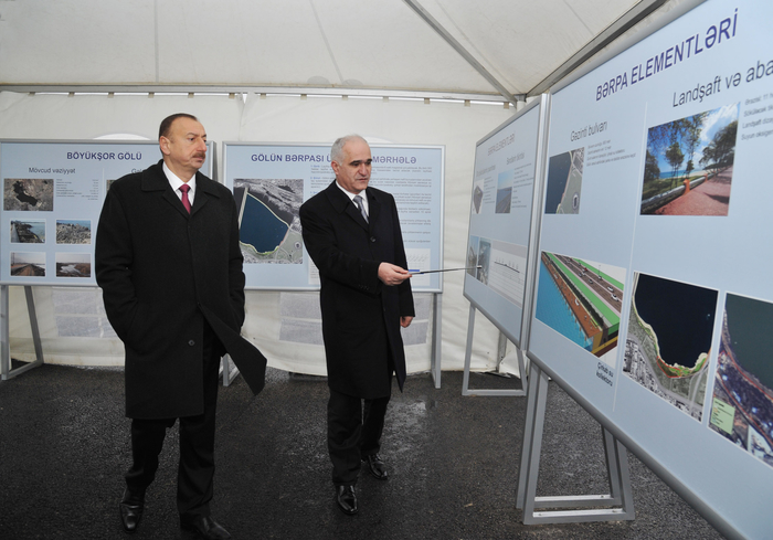 Prezident İlham Əliyev Böyükşor ərazisində tikinti və abadlıq işlərinin gedişi ilə tanış olub (FOTO)