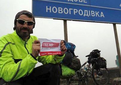 Azərbaycanın tanınmış səyahətçi-velosipedçisi Ramil Ziyadov Kiyevə gedir (FOTO)