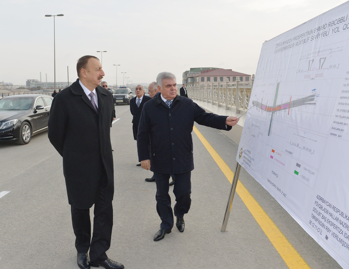 Prezident İlham Əliyev paytaxtda inşası davam etdirilən bir sıra yol qovşaqlarında və yol ötürücülərində tikinti işlərinin gedişi ilə tanış olub (ƏLAVƏ OLUNUB) (FOTO)