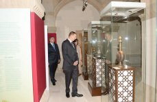Prezident İlham Əliyev və xanımı Şirvanşahlar Sarayı Kompleksində yeni yaradılmış muzey ekspozisiyası ilə tanış olublar (FOTO)