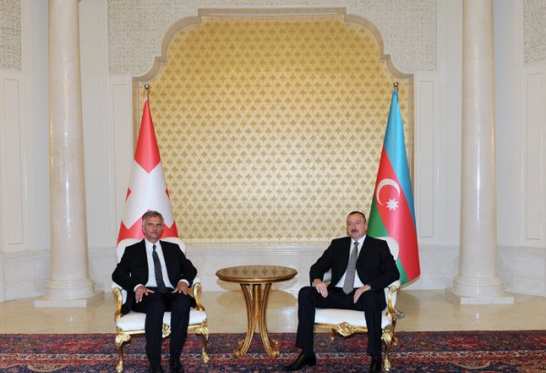 Azərbaycan və İsveçrə prezidentlərinin təkbətək görüşü olub (FOTO)