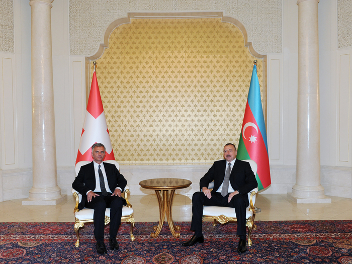 Azərbaycan və İsveçrə prezidentlərinin təkbətək görüşü olub (FOTO)