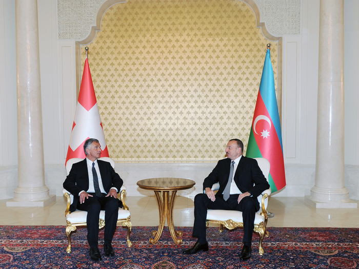 Azərbaycan və İsveçrə prezidentlərinin təkbətək görüşü olub (FOTO)