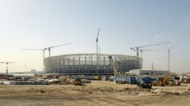 Prezident İlham Əliyev Bakı Olimpiya Stadionunda tikinti işlərinin gedişi ilə tanış olub (FOTO)
