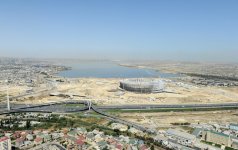 Prezident İlham Əliyev Bakı Olimpiya Stadionunda tikinti işlərinin gedişi ilə tanış olub (FOTO)