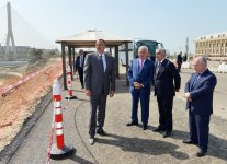 Prezident İlham Əliyev Bakı Olimpiya Stadionu ətrafında inşası davam etdirilən yol-nəqliyyat infrastrukturunun tikintisi ilə tanış olub (FOTO)