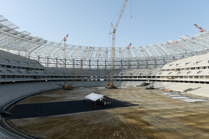 Prezident İlham Əliyev Bakı Olimpiya Stadionunda tikinti işlərinin gedişi ilə tanış olub (FOTO)