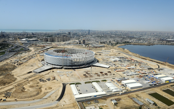 Prezident İlham Əliyev Bakı Olimpiya Stadionunda tikinti işlərinin gedişi ilə tanış olub (FOTO)