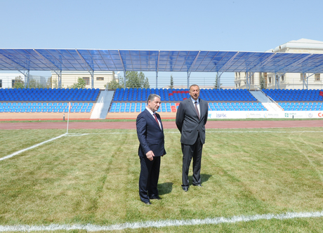 Beyləqanda Mərkəzi Şəhər Stadionu əsaslı təmir və yenidənqurmadan sonra istifadəyə verilib (FOTO)