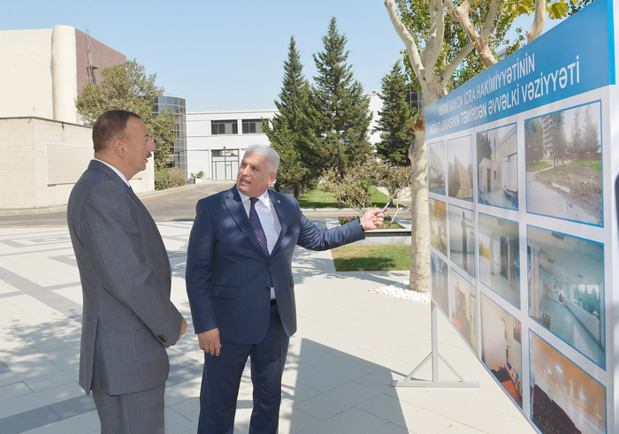 Prezident İlham Əliyev Xətai Rayon İcra Hakimiyyətinin binasında aparılan yenidənqurma işləri ilə tanış olub (FOTO)