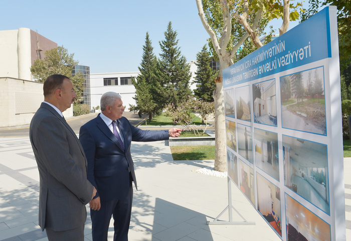 Prezident İlham Əliyev Xətai Rayon İcra Hakimiyyətinin binasında aparılan yenidənqurma işləri ilə tanış olub (FOTO)