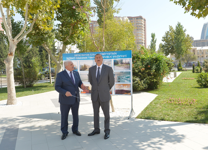 Prezident İlham Əliyev Xətai Rayon İcra Hakimiyyətinin binasında aparılan yenidənqurma işləri ilə tanış olub (FOTO)