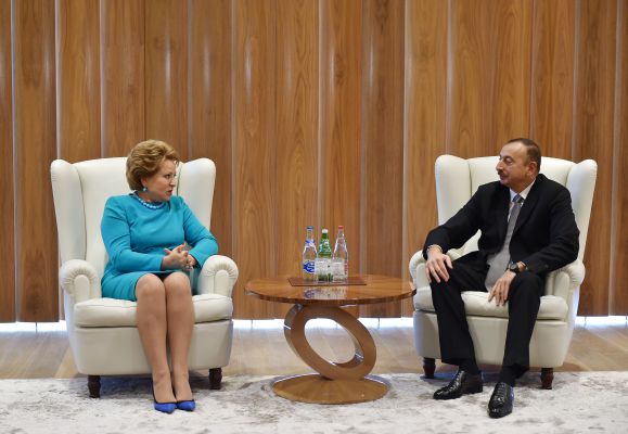 İlham Əliyev Rusiya Federasiyası Federal Məclisinin Federasiya Şurasının sədrini qəbul edib