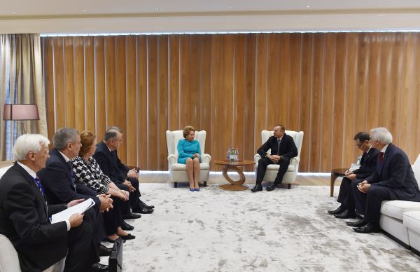 İlham Əliyev Rusiya Federasiyası Federal Məclisinin Federasiya Şurasının sədrini qəbul edib