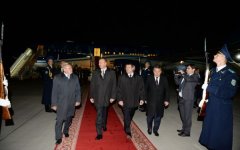 Azərbaycan Prezidenti İlham Əliyev Minskə səfərə gəlib (FOTO)
