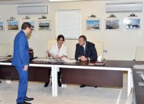Prezident İlham Əliyev və xanımı Bakı Olimpiya Stadionunda tikinti işlərinin gedişi ilə tanış olublar (FOTO)
