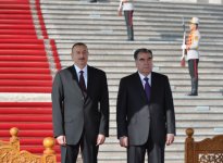 Azərbaycan Prezidenti İlham Əliyevin Düşənbədə rəsmi qarşılanma mərasimi olub (FOTO)