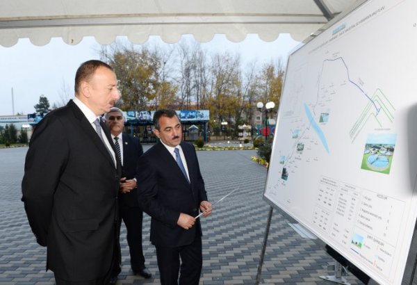 Prezident İlham Əliyev Sabirabad şəhərinə içməli suyun verilməsi mərasimində iştirak edib  (FOTO)
