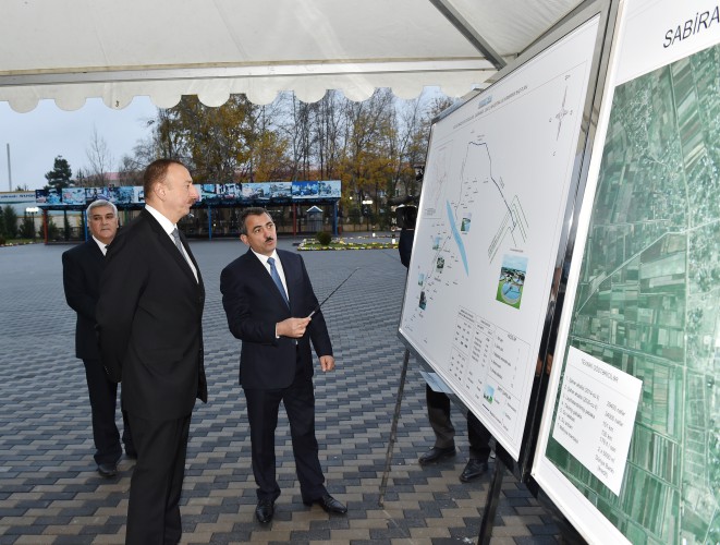 Prezident İlham Əliyev Sabirabad şəhərinə içməli suyun verilməsi mərasimində iştirak edib  (FOTO)