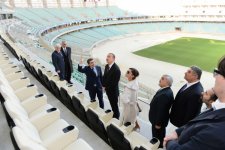 Prezident İlham Əliyev və xanımı Bakı Olimpiya Stadionunda aparılan işlərin gedişi ilə tanış olublar  (FOTO)