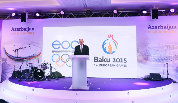 İlham Əliyev Davosda “Bakı 2015” ilk Avropa Oyunlarının təqdimatında iştirak edib (FOTO)