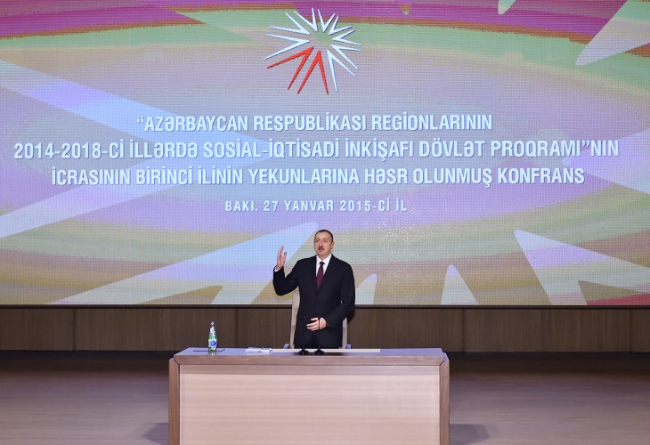 İlham Əliyev regionların sosial-iqtisadi inkişafı Dövlət Proqramının icrasının birinci ilinin yekunlarına həsr olunan konfransda iştirak edib (FOTO)
