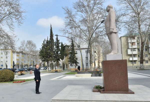 Prezident İlham Əliyev Mingəçevir şəhərinə səfərə gəlib (FOTO)