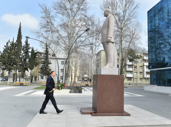 Prezident İlham Əliyev Mingəçevir şəhərinə səfərə gəlib (FOTO)
