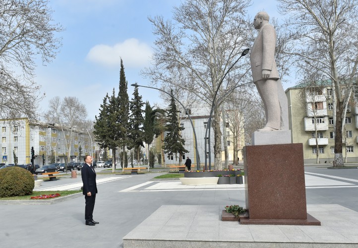 Prezident İlham Əliyev Mingəçevir şəhərinə səfərə gəlib (FOTO)