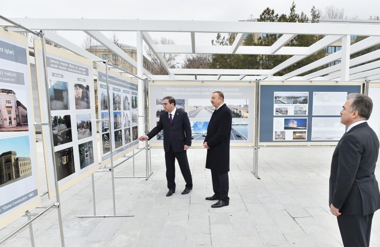 Mingəçevirdə Heydər Əliyev Parkında aparılan yenidənqurma işləri ilə tanışlıq (FOTO)