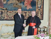 İlham Əliyev və xanımı Vatikan dövlət katibi ilə geniş tərkibdə görüşüblər (FOTO)