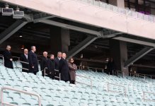 Prezident İlham Əliyev və xanımı Bakı Olimpiya Stadionunun açılışında iştirak ediblər (FOTO)