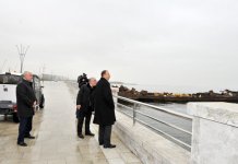Prezident İlham Əliyev Bakı Ağ Şəhər bulvarında inşaat işlərinin gedişi ilə tanış olub (FOTO)